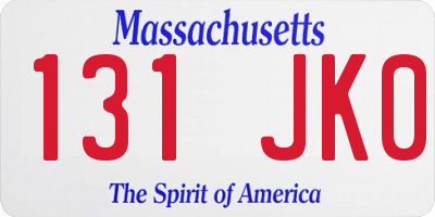 MA license plate 131JK0