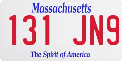MA license plate 131JN9