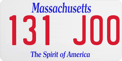 MA license plate 131JO0