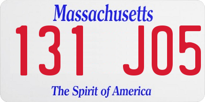 MA license plate 131JO5