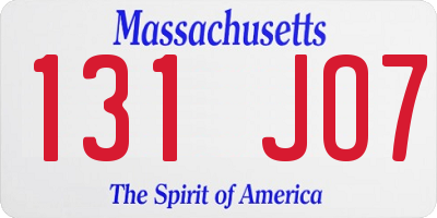MA license plate 131JO7