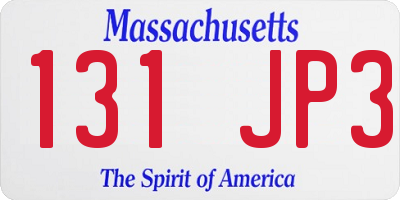 MA license plate 131JP3