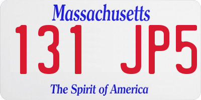 MA license plate 131JP5