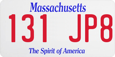 MA license plate 131JP8