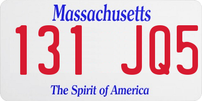 MA license plate 131JQ5