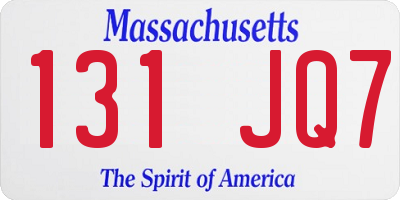 MA license plate 131JQ7