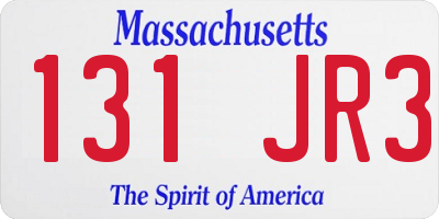 MA license plate 131JR3