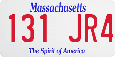 MA license plate 131JR4