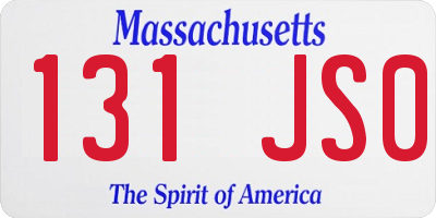 MA license plate 131JS0