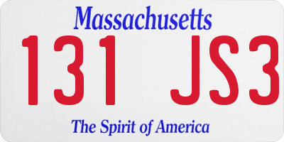 MA license plate 131JS3