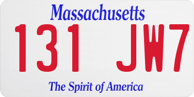 MA license plate 131JW7