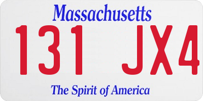 MA license plate 131JX4