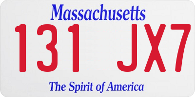 MA license plate 131JX7