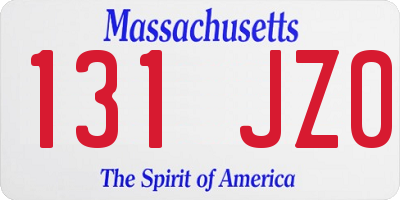 MA license plate 131JZ0
