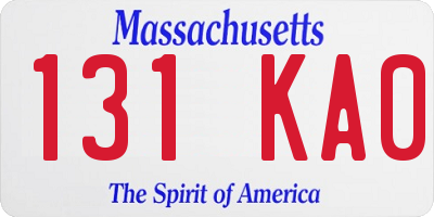 MA license plate 131KA0