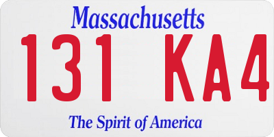 MA license plate 131KA4