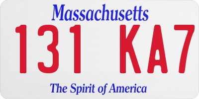MA license plate 131KA7