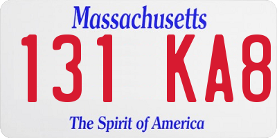 MA license plate 131KA8