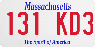MA license plate 131KD3