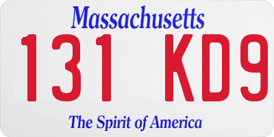 MA license plate 131KD9