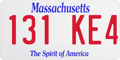 MA license plate 131KE4