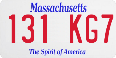 MA license plate 131KG7