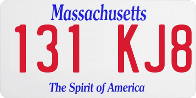 MA license plate 131KJ8