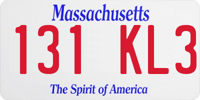 MA license plate 131KL3