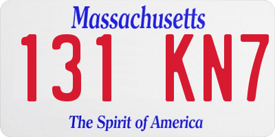 MA license plate 131KN7