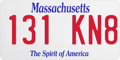 MA license plate 131KN8