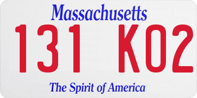 MA license plate 131KO2