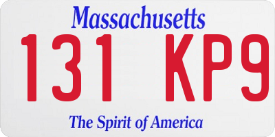 MA license plate 131KP9