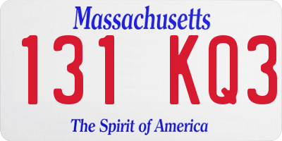 MA license plate 131KQ3
