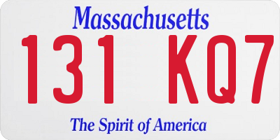MA license plate 131KQ7