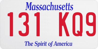 MA license plate 131KQ9
