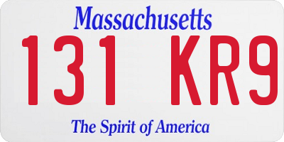MA license plate 131KR9