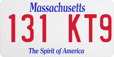 MA license plate 131KT9