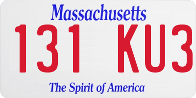 MA license plate 131KU3