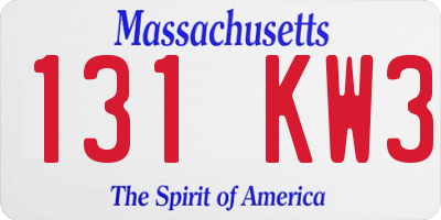 MA license plate 131KW3