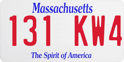 MA license plate 131KW4