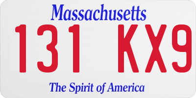 MA license plate 131KX9