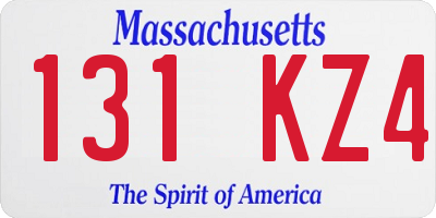 MA license plate 131KZ4
