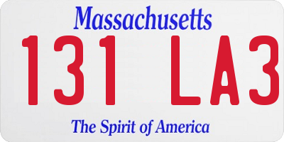 MA license plate 131LA3
