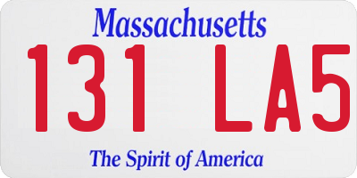 MA license plate 131LA5
