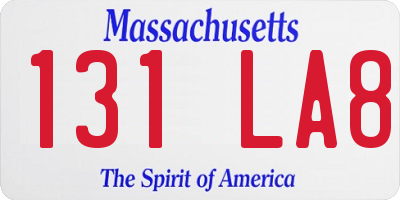 MA license plate 131LA8