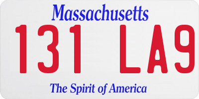 MA license plate 131LA9