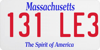 MA license plate 131LE3
