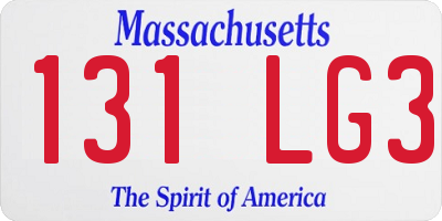 MA license plate 131LG3