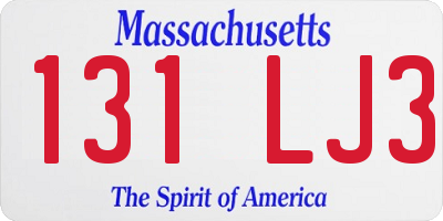 MA license plate 131LJ3