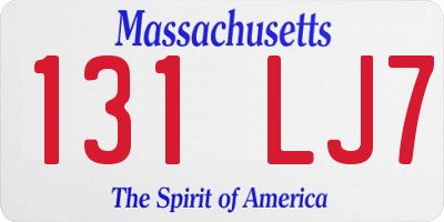 MA license plate 131LJ7